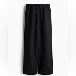 brand new h&m straight leg linen blend pants in black